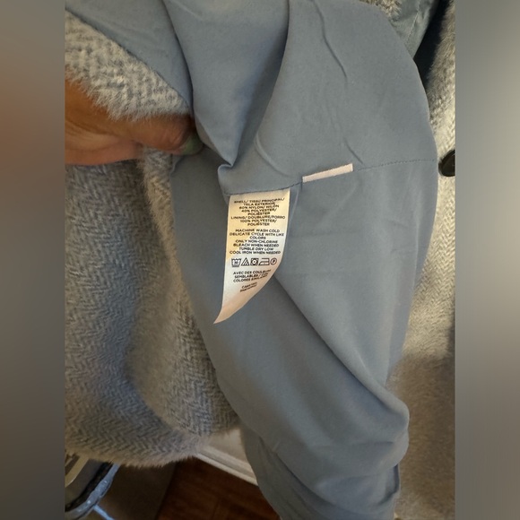 LOFT Cozy Herringbone Coat Cotton Blue Size XXS - Picture 9 of 15